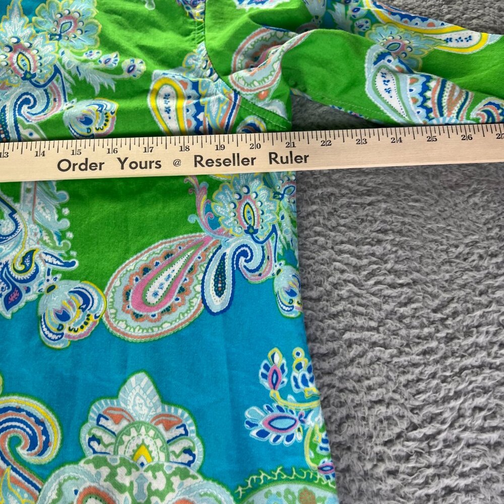 Lauren Ralph Lauren Pajama Dress Womens Medium Green Paisley PJ Top Button - Picture 6 of 10